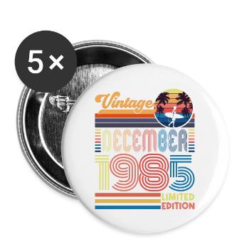 Birthday December 1985. Gift December 1985. - Buttons large 2.2''/56 mm (5-pack) - white - Front