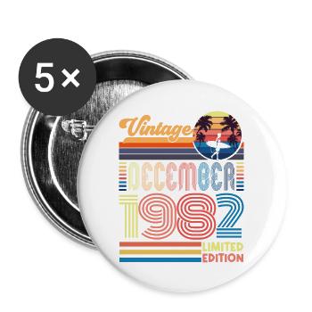 Anniversaire Décembre 1982. Cadeau decembre 1982. - Lot de 5 grands badges (56 mm) - blanc - Devant