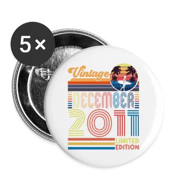 Birthday December 2011. Gift December 2011. - Buttons large 2.2''/56 mm (5-pack) - white - Front