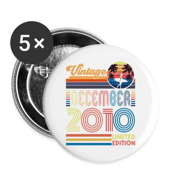 Geburtstag Dezember 2010. Geschenk Dezember 2010. - Buttons groß 56 mm (5er Pack) - Weiß - Vorne