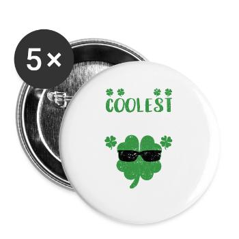 Le trèfle le plus cool du jardin Fête de la Saint-Patrick - Lot de 5 grands badges (56 mm) - blanc - Devant