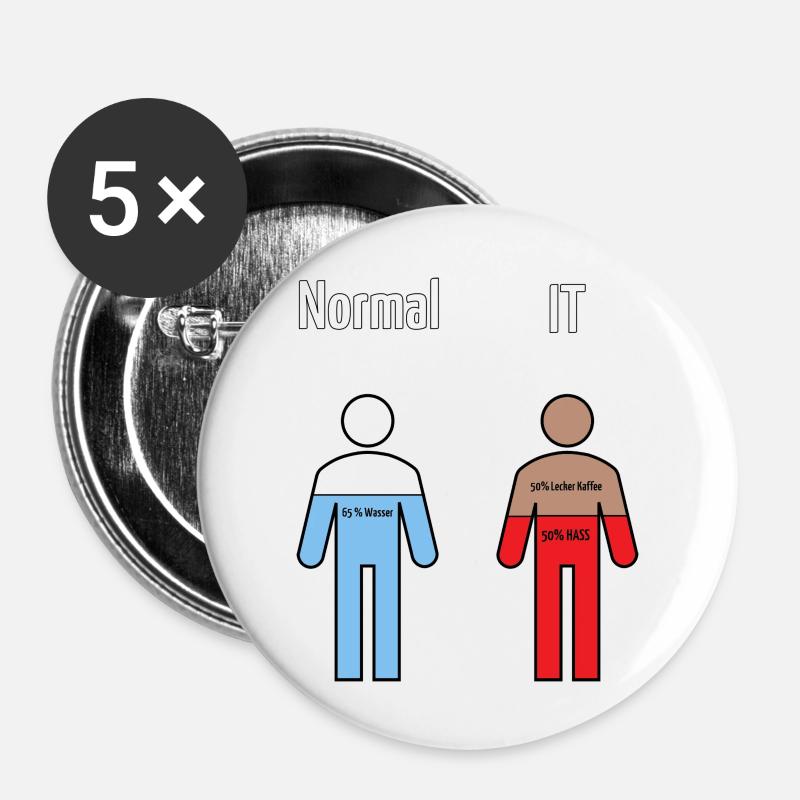 Informatik Humor - Buttons groß 56 mm (5er Pack) - Weiß