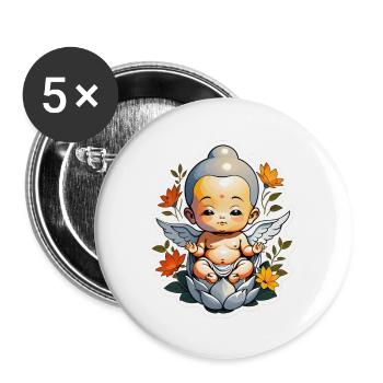 Baby Buddha - meditation yoga relaxation - Buttons large 2.2''/56 mm (5-pack) - white - Front