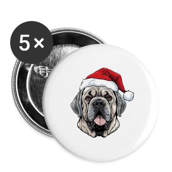 Mastiff Dog Head Christmas Christmas - Buttons large 2.2''/56 mm (5-pack) - white - Front