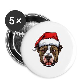 Staffordshire Bull Terrier Dog Head Christmas - Buttons large 2.2''/56 mm (5-pack) - white - Front