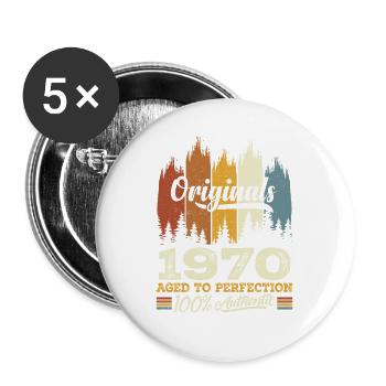 1970 Vintage Original 1970 Birthday Gift - Buttons large 2.2''/56 mm (5-pack) - white - Front