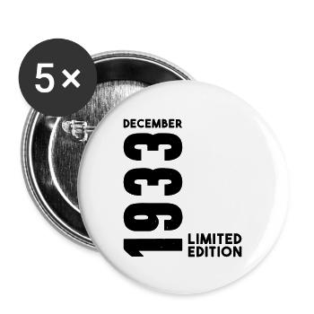 Anniversaire homme femme I Décembre 1933 - Lot de 5 grands badges (56 mm) - blanc - Devant