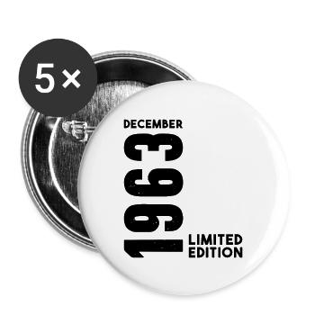 Anniversaire homme femme I Décembre 1963 - Lot de 5 grands badges (56 mm) - blanc - Devant