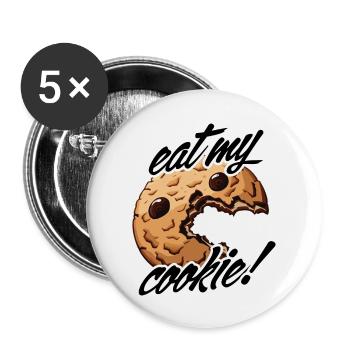 eat my cookie - Buttons groß 56 mm (5er Pack) - Weiß - Vorne