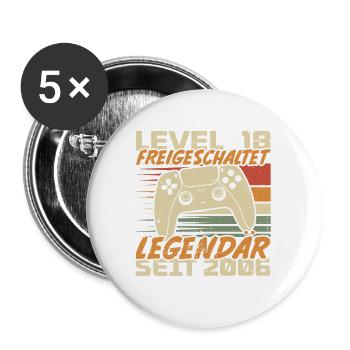 Level 18 freigeschaltet Legendär seit 2006 - Buttons groß 56 mm (5er Pack) - Weiß - Vorne