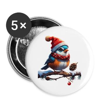 Sweet, small and friendly Christmas bird - Buttons large 2.2''/56 mm (5-pack) - white - Front