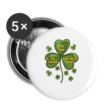 Catholique, Religieux, Irlandais, Trèfle, Chrétien - Lot de 5 grands badges (56 mm) - blanc - Devant