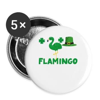 Irischer Flamingo Grüner Vogel St Patricks Day - Buttons groß 56 mm (5er Pack) - Weiß - Vorne