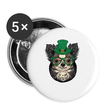 Irish Chihuahua Mexican Dog Owner - Buttons large 2.2''/56 mm (5-pack) - white - Front