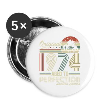 Legendary 50th birthday 1974 - Buttons large 2.2''/56 mm (5-pack) - white - Front