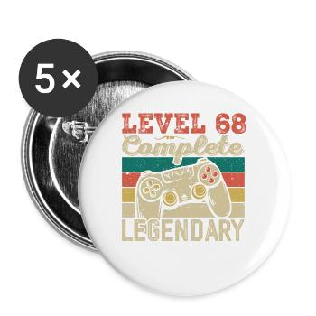 Level 68 Complete, 68 Birthday Gift - Buttons large 2.2''/56 mm (5-pack) - white - Front