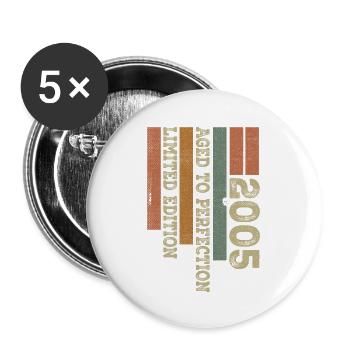 2005 Retro Vintage Geburtstagsgeschenk geboren im Jahr 2005 - Buttons groß 56 mm (5er Pack) - Weiß - Vorne