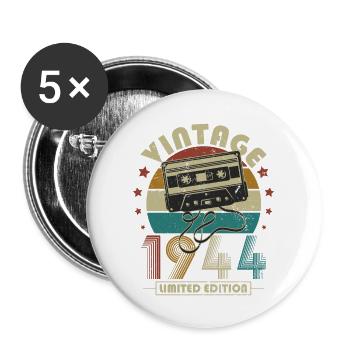 Vintage 1944 Retro Anniversary Vintage Gift - Buttons large 2.2''/56 mm (5-pack) - white - Front