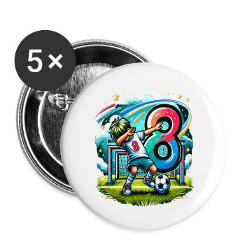 8 year old boy soccer birthday idea - Buttons large 2.2''/56 mm (5-pack) - white - Front
