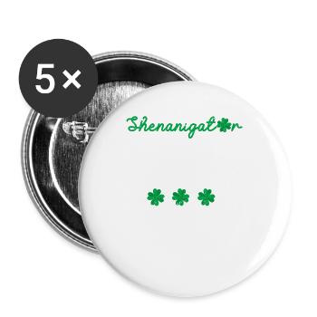 Shenanigator Lustiges irisches Kleeblatt - Buttons groß 56 mm (5er Pack) - Weiß - Vorne
