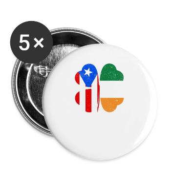 Irish Puerto Rican Flag Ireland Shamrock - Buttons large 2.2''/56 mm (5-pack) - white - Front