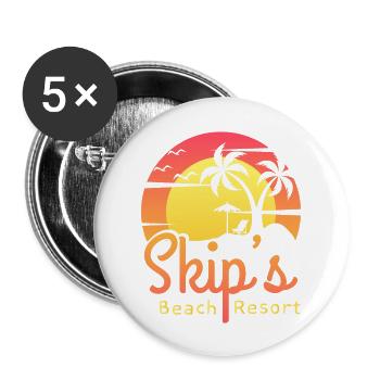 Sommer Hotel Urlaub am Beach mit Strand und Palmen - Buttons groß 56 mm (5er Pack) - Weiß - Vorne