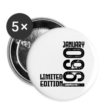 Cadeau Anniversaire Janvier 1960. January 1960. - Lot de 5 grands badges (56 mm) - blanc - Devant
