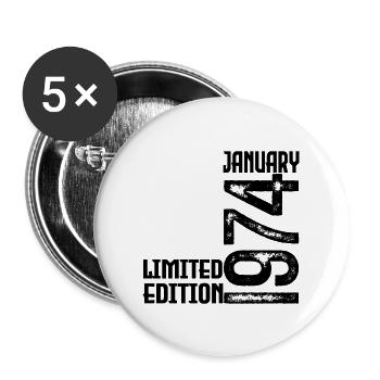 Januar 1974 Geschenk zum Jahrestag. Januar 1974. - Buttons groß 56 mm (5er Pack) - Weiß - Vorne