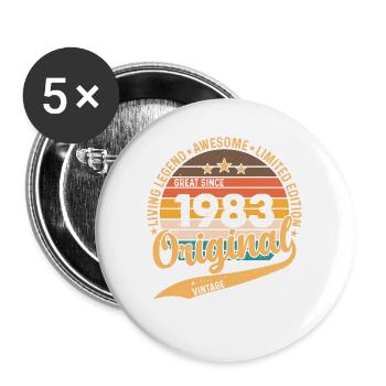 40e anniversaire Vintage rétro cadeau 1983 - Lot de 5 grands badges (56 mm) - blanc - Devant