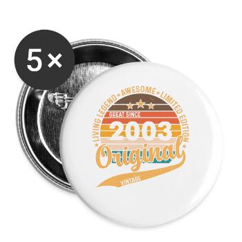 20th Anniversary Vintage Retro 2003 - Buttons large 2.2''/56 mm (5-pack) - white - Front