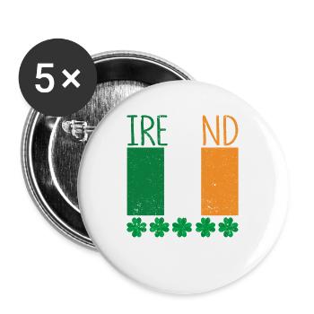 Patriotic Irish Flag Ireland Shamrock - Buttons large 2.2''/56 mm (5-pack) - white - Front