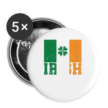 Patriotic Irish Flag Ireland Shamrock - Buttons large 2.2''/56 mm (5-pack) - white - Front