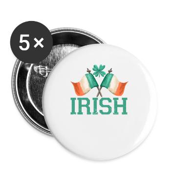Drapeau irlandais patriotique Irlande trèfle feuille - Lot de 5 grands badges (56 mm) - blanc - Devant
