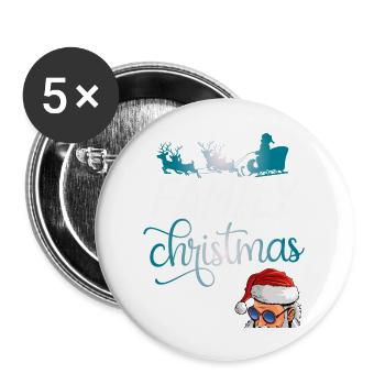 Noël en famille 2023 - Lot de 5 grands badges (56 mm) - blanc - Devant