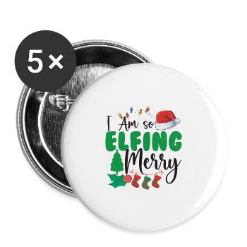 Je suis si joyeux Elfing - Lot de 5 grands badges (56 mm) - blanc - Devant