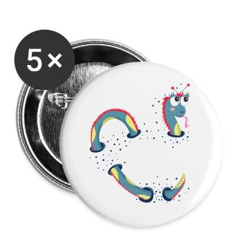 Niedlicher Drachen, Seeungeheuer für Kinder - Buttons groß 56 mm (5er Pack) - Weiß - Vorne