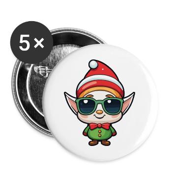 Elf Christmas Drawing - Buttons large 2.2''/56 mm (5-pack) - white - Front
