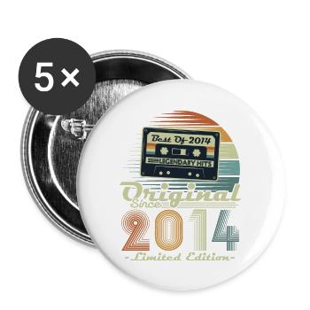 Original 2014 Jahrgang Retro Geburtstagsgeschenk - Buttons groß 56 mm (5er Pack) - Weiß - Vorne