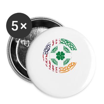 Irish, American, USA, Flag, Celtic Cross - Buttons large 2.2''/56 mm (5-pack) - white - Front