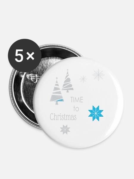 Weihnachten Winterzauber - Buttons groß 56 mm (5er Pack) - Weiß