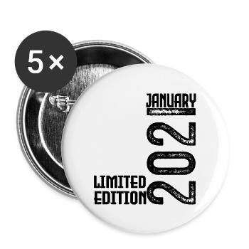 Cadeau Anniversaire Janvier 2021. January 2021. - Lot de 5 grands badges (56 mm) - blanc - Devant