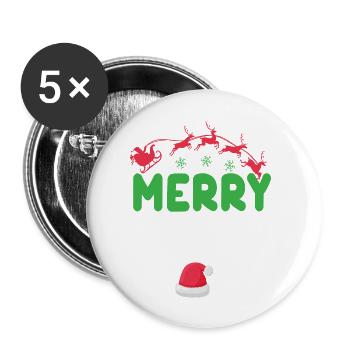 Joyeux Noël 2023 - Lot de 5 grands badges (56 mm) - blanc - Devant