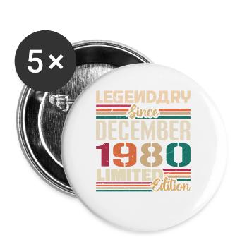 Legendary since December 1980 Vintage December 1980 - Buttons large 2.2''/56 mm (5-pack) - white - Front