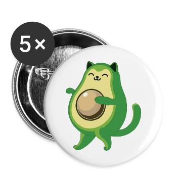 Avocado Cat - Combine Fruit Flavored Felines - Buttons large 2.2''/56 mm (5-pack) - white - Front