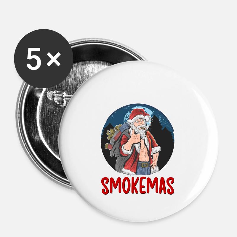 merry Smokemas - Buttons large 2.2''/56 mm (5-pack) - white