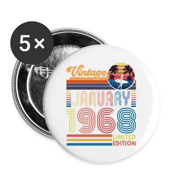 Geburtstag Januar 1968. Geschenk Januar 1968. - Buttons groß 56 mm (5er Pack) - Weiß - Vorne