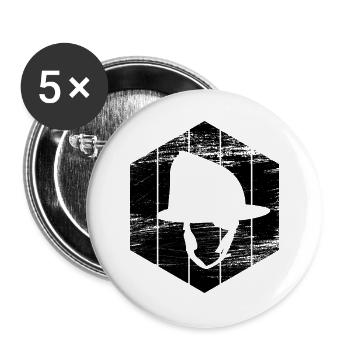 Casque de pompier - Lot de 5 grands badges (56 mm) - blanc - Devant