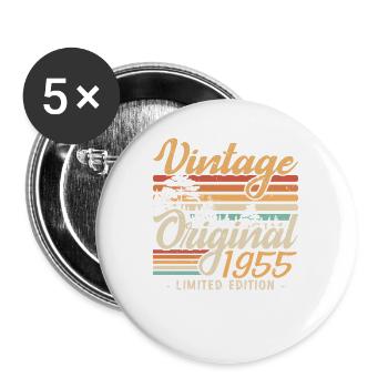 Vintage Anniversary Made in 1955 Retro 1955 - Buttons large 2.2''/56 mm (5-pack) - white - Front