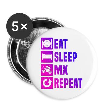 Motocross Freestyle Dirt Bike Homme Femme - Lot de 5 grands badges (56 mm) - blanc - Devant
