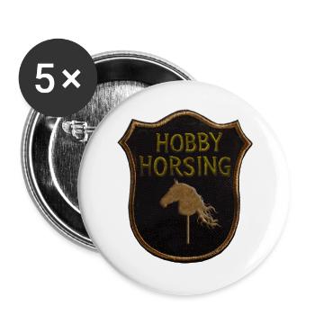 Hobby Horse Horsing Wappen - Buttons groß 56 mm (5er Pack) - Weiß - Vorne